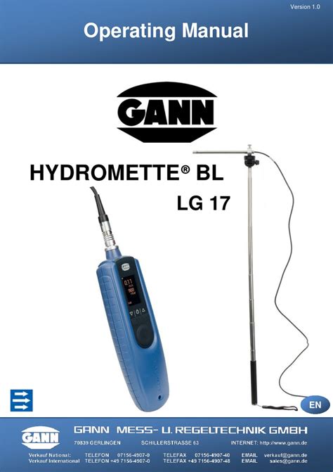 gann vochtmeter|GANN HYDROMETTE BL Operating Instructions Manual.